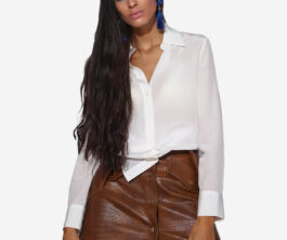 Silk long shirt white