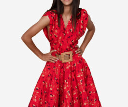 Floral short dress red